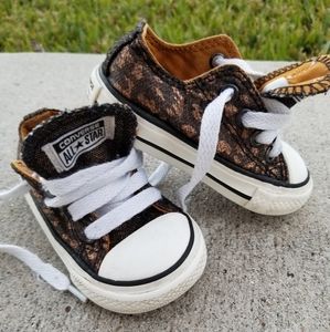 Converse Black/Bronze Leopard Toddler size 4